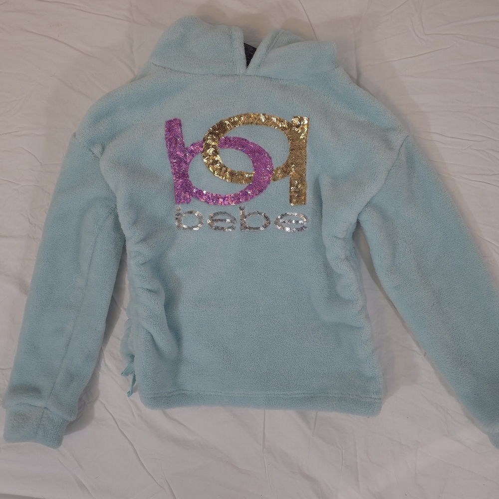 bebe Light Blue Hoodie with Sequin Logo